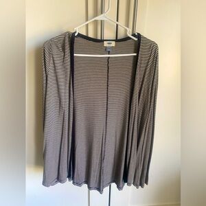 Old Navy Black and White Striped Cardigan